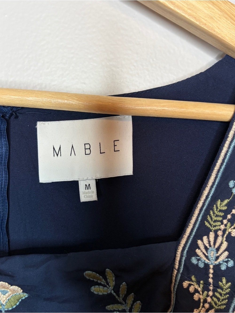 MABLE Navy Floral-Embroidered Square-Neck Mini Dress - Picture 8 of 9